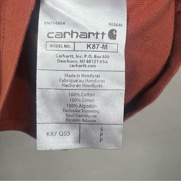 Carhartt Loose Fit Pocket T-Shirt Men’s Small Rust Orange Cotton Workwear Crew - Picture 5 of 7